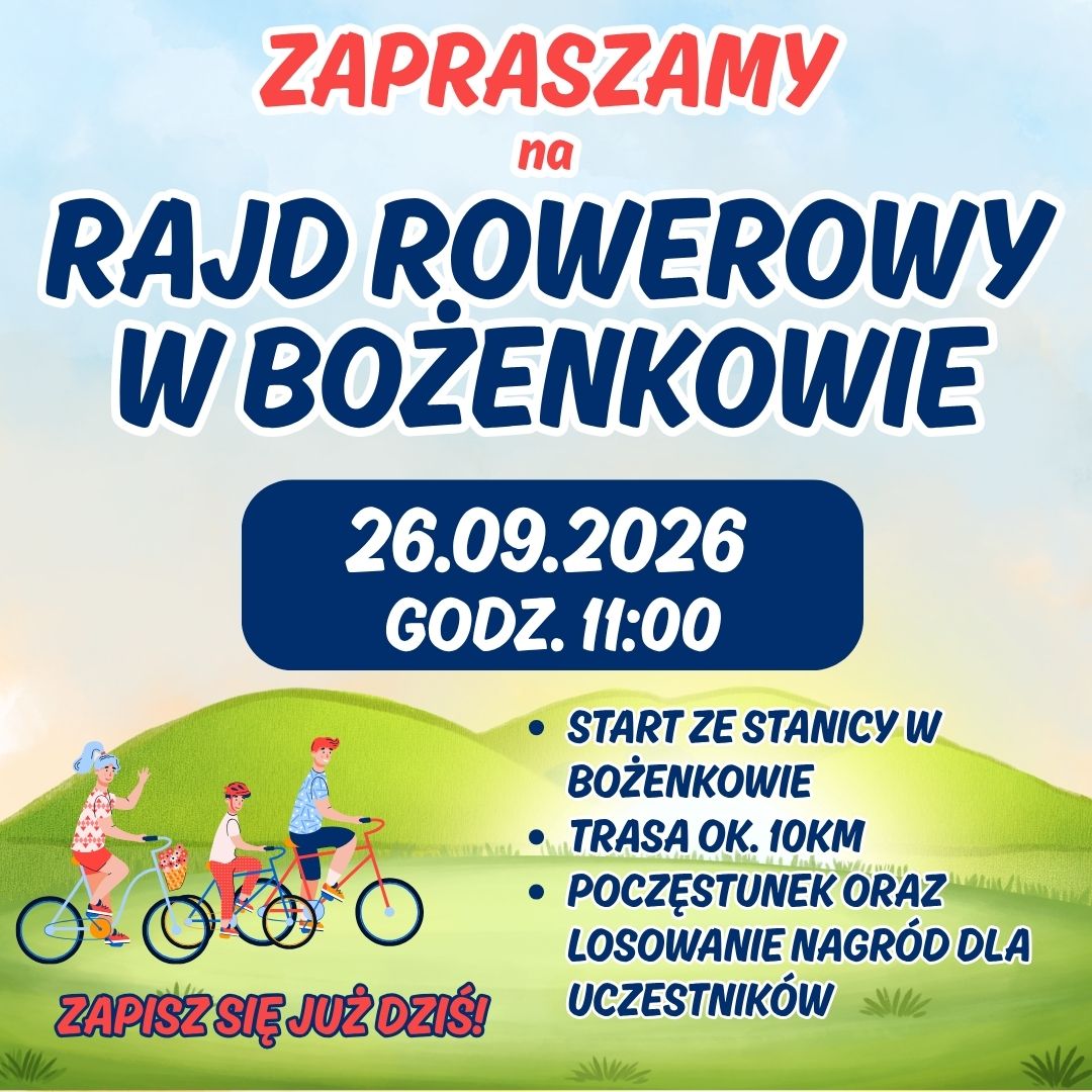 WRACAMY NA ROWEROWY SZLAK! RAJD ROWEROWY W BOŻENKOWIE!